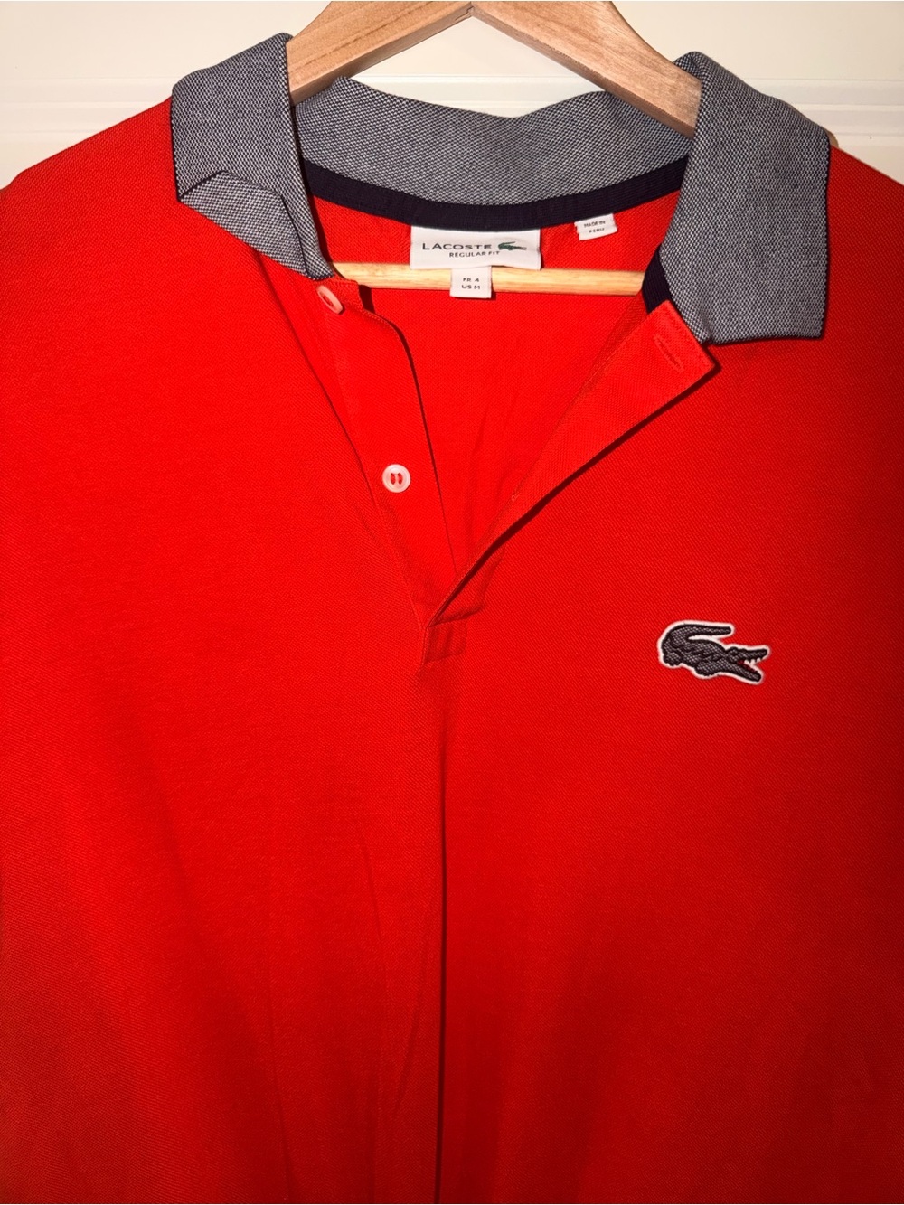 Lacoste Men’s Red Polo with Contrast Collar
